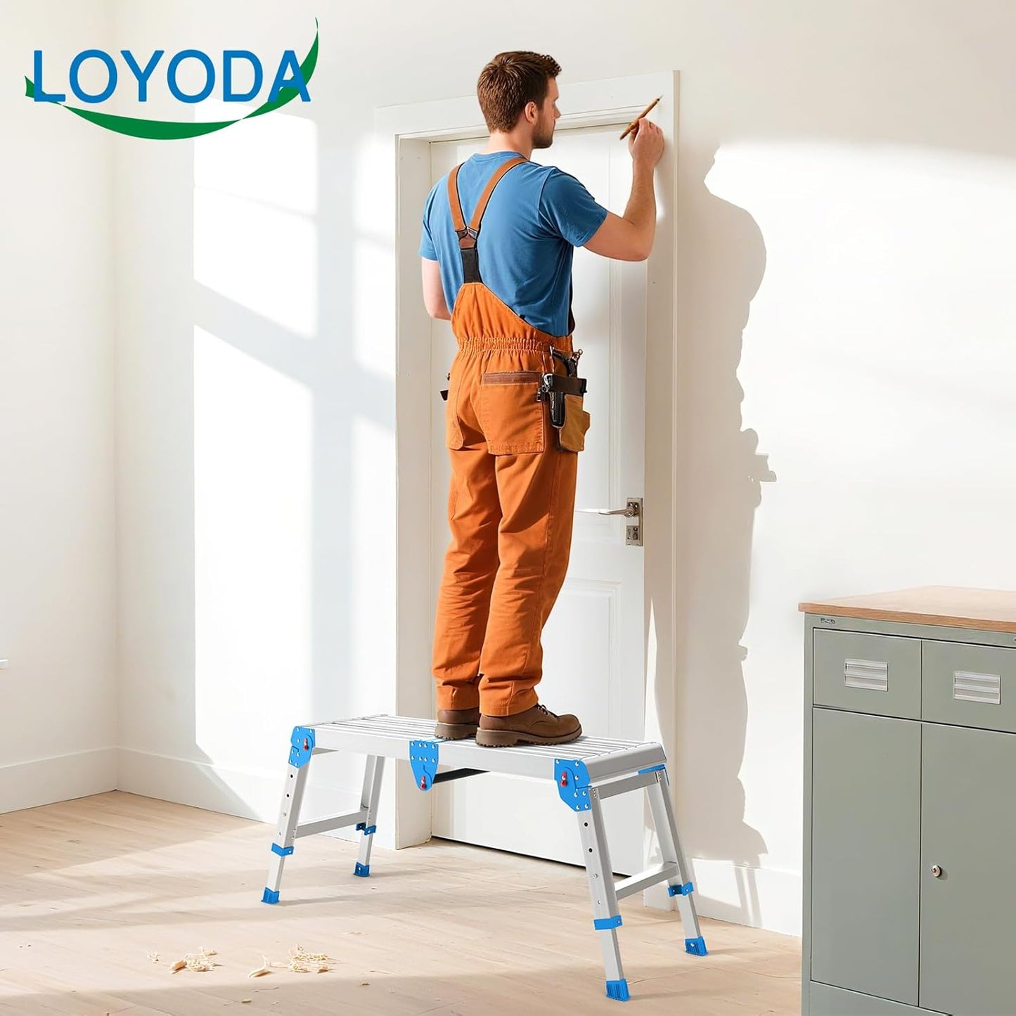 Work Platform 500 Lbs, Folding Step Stool with One-Touch Automatic Fol