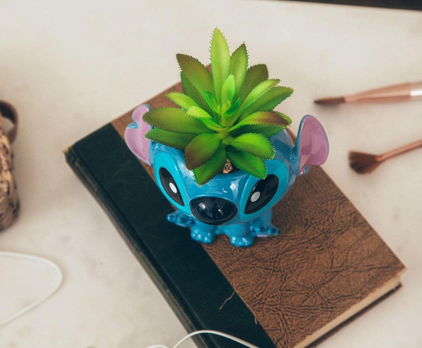 Toynk Disney Lilo & Stitch Full Body 5-Inch Ceramic Planter with Artificial Succulent