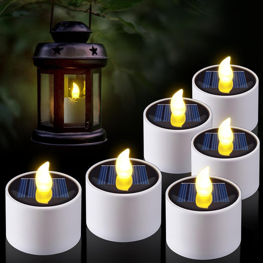 PChero Solar Candles Outdoor Waterproof, Pack of 6 LED Flameless Solar