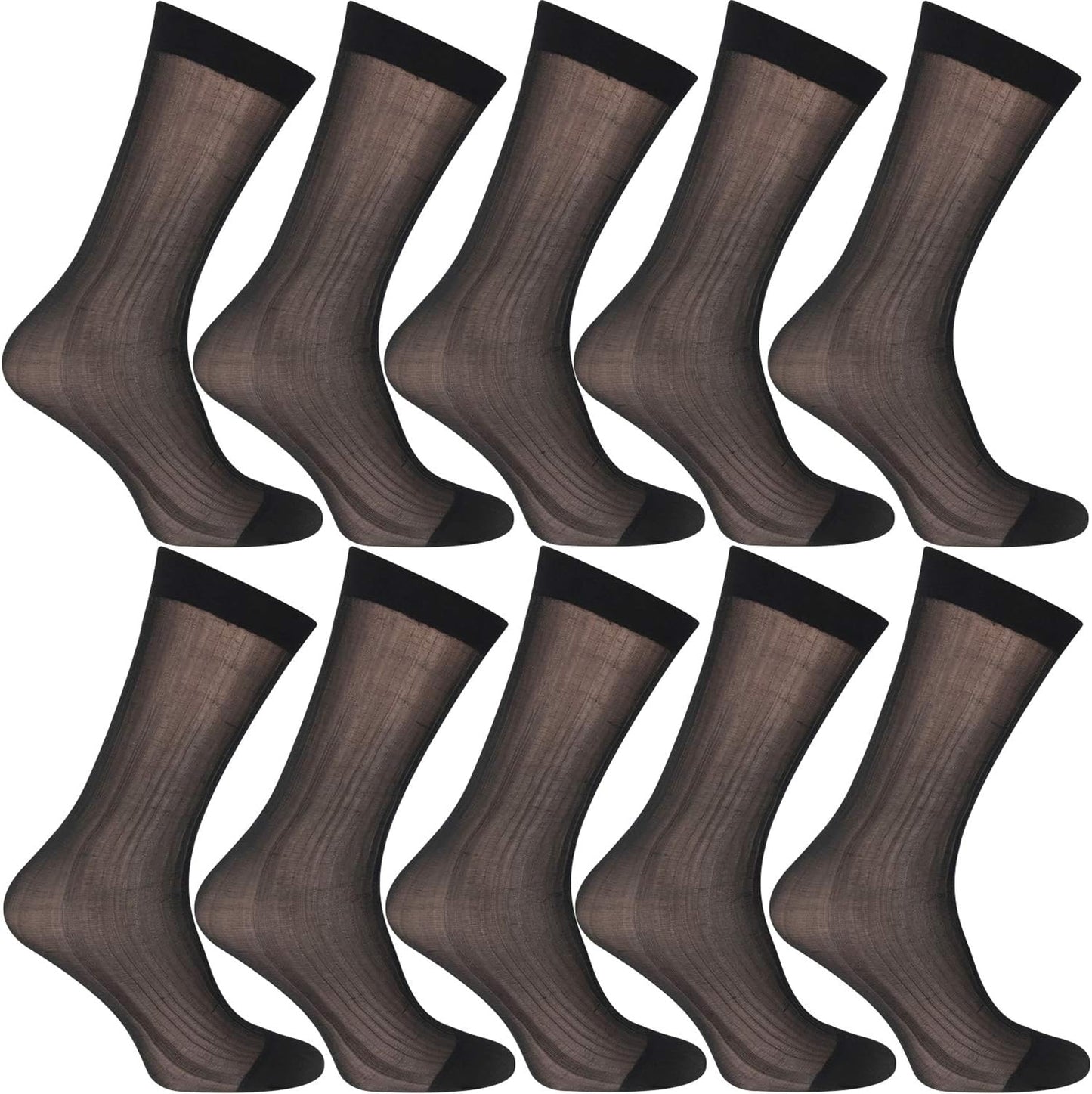 Uaussi 10 Pairs Mens Ultra Thin Dress Socks Silk Sheer Business Socks 