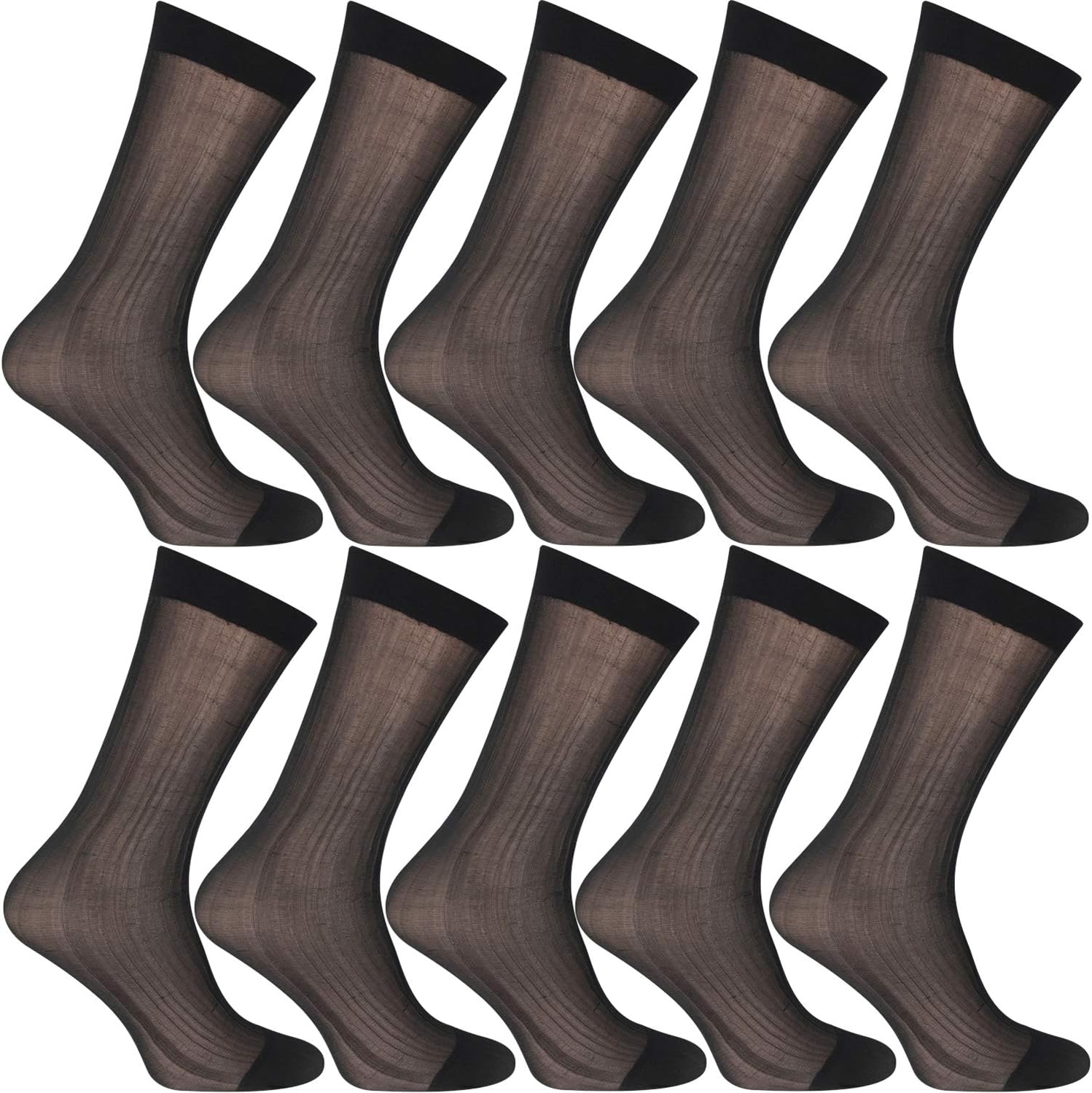 Uaussi 10 Pairs Mens Ultra Thin Dress Socks Silk Sheer Business Socks 