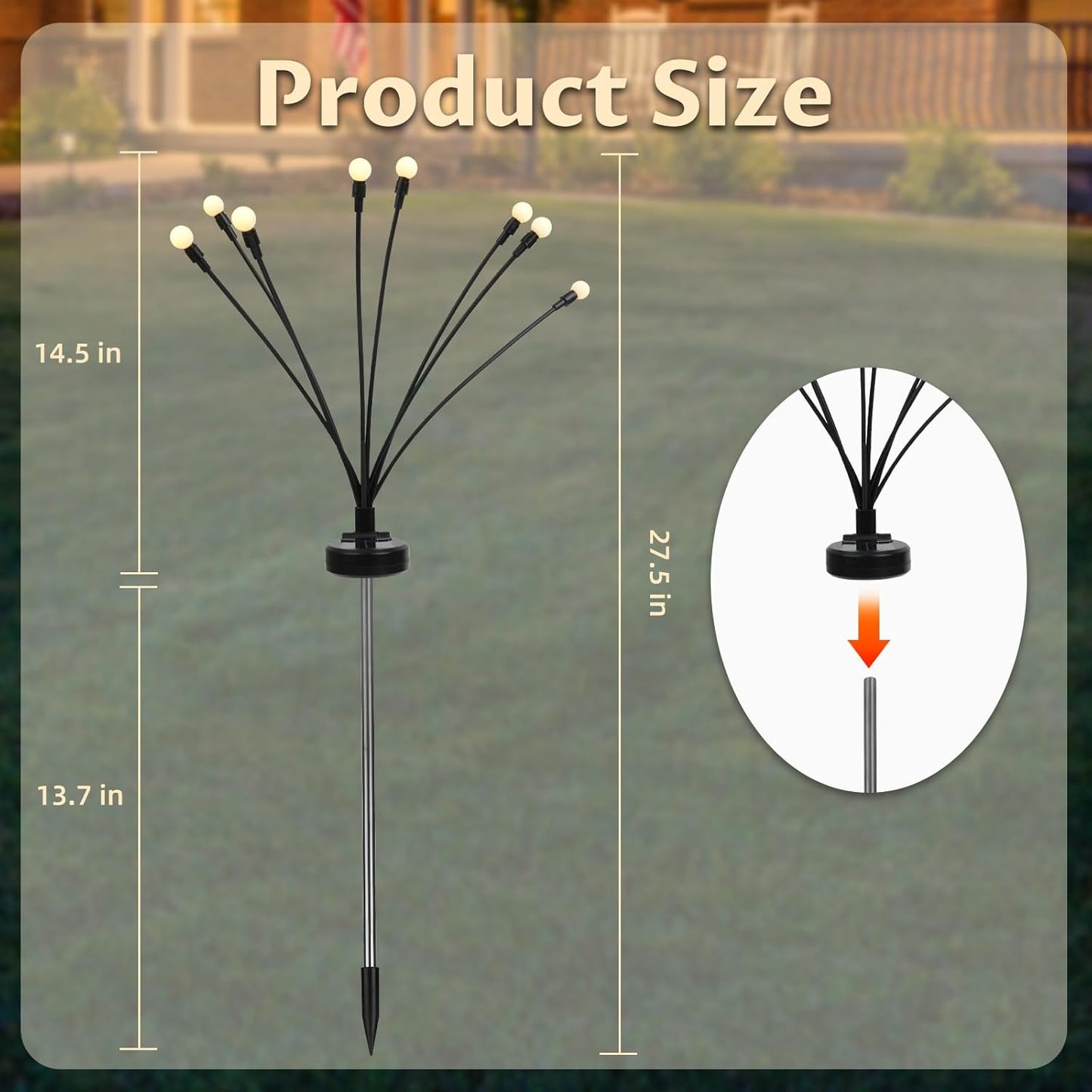 2pack Firefly Solar Garden Lights 16led Sensor Light Waterproof for Garden Decoration Yard Pathway ，Halloween，Parties，Wedding， Christmas Decoration (White)