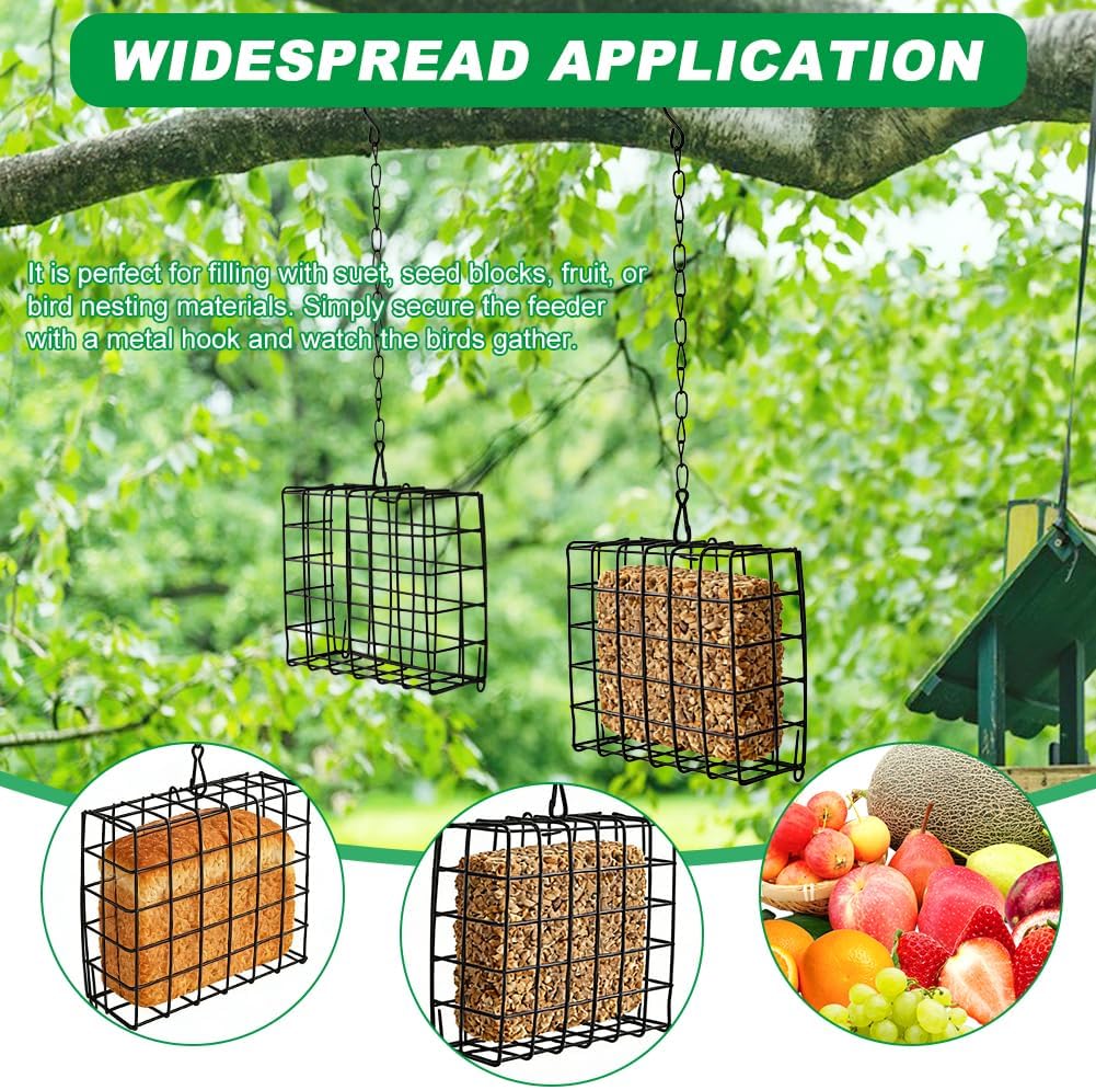 2Pcs Outdoor Suet Cage Bird Feeder, Suets Hanging Bird Feeder fo Attracting Birds, Single Suet Cake Capacity, Fruit Holder Style for Garden Yard Outside Hanging