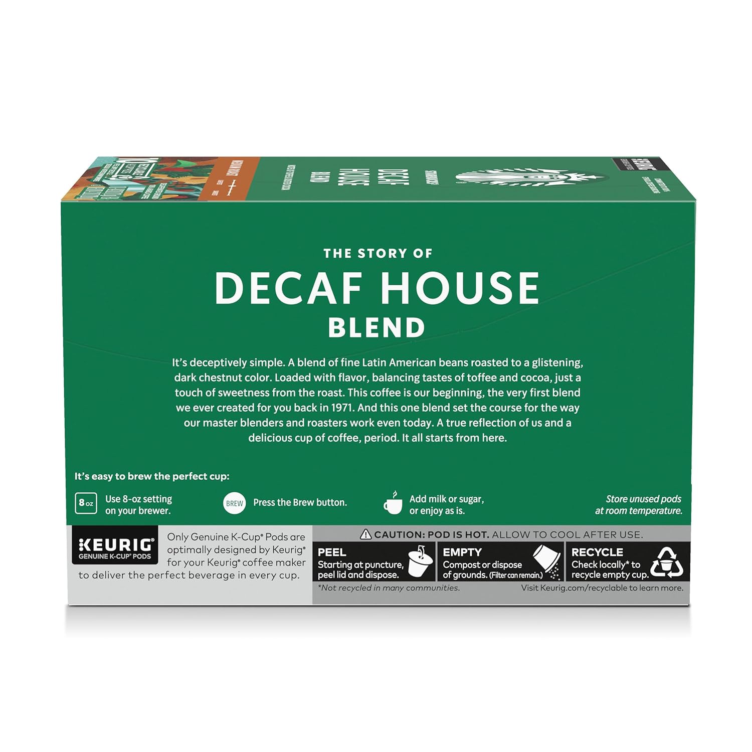 Starbucks K-Cup Coffee Pods, Medium Roast Hot or Iced Coffee, Decaf Ho