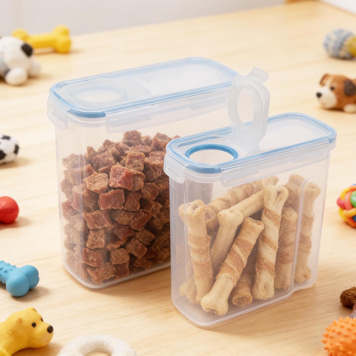 2Pack Dog Treat Container,4L/6L Pet Food Storage Containers with Pour 