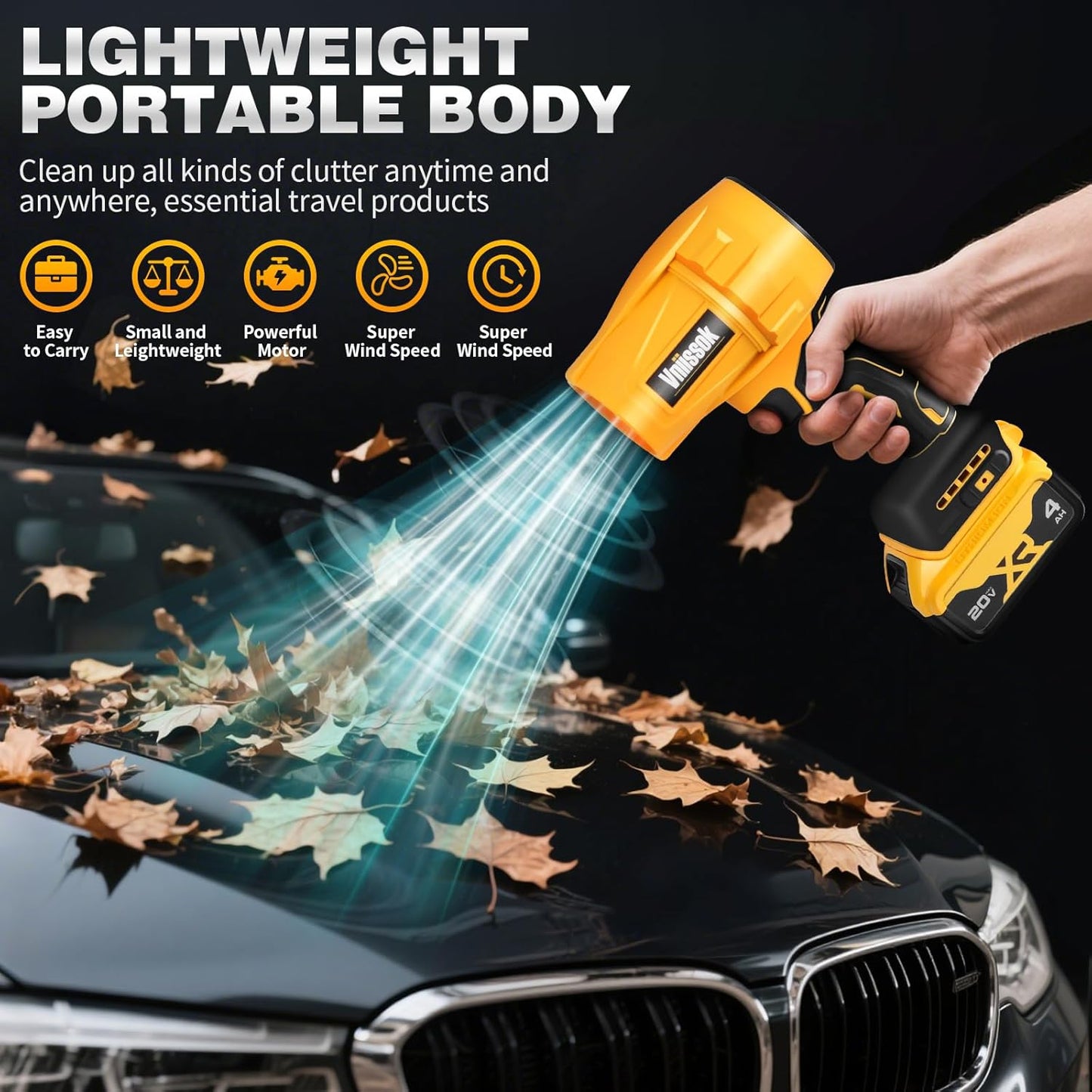 Electric Cordless Leaf Blower Dust Blower for DEWALT 20V Battery, High