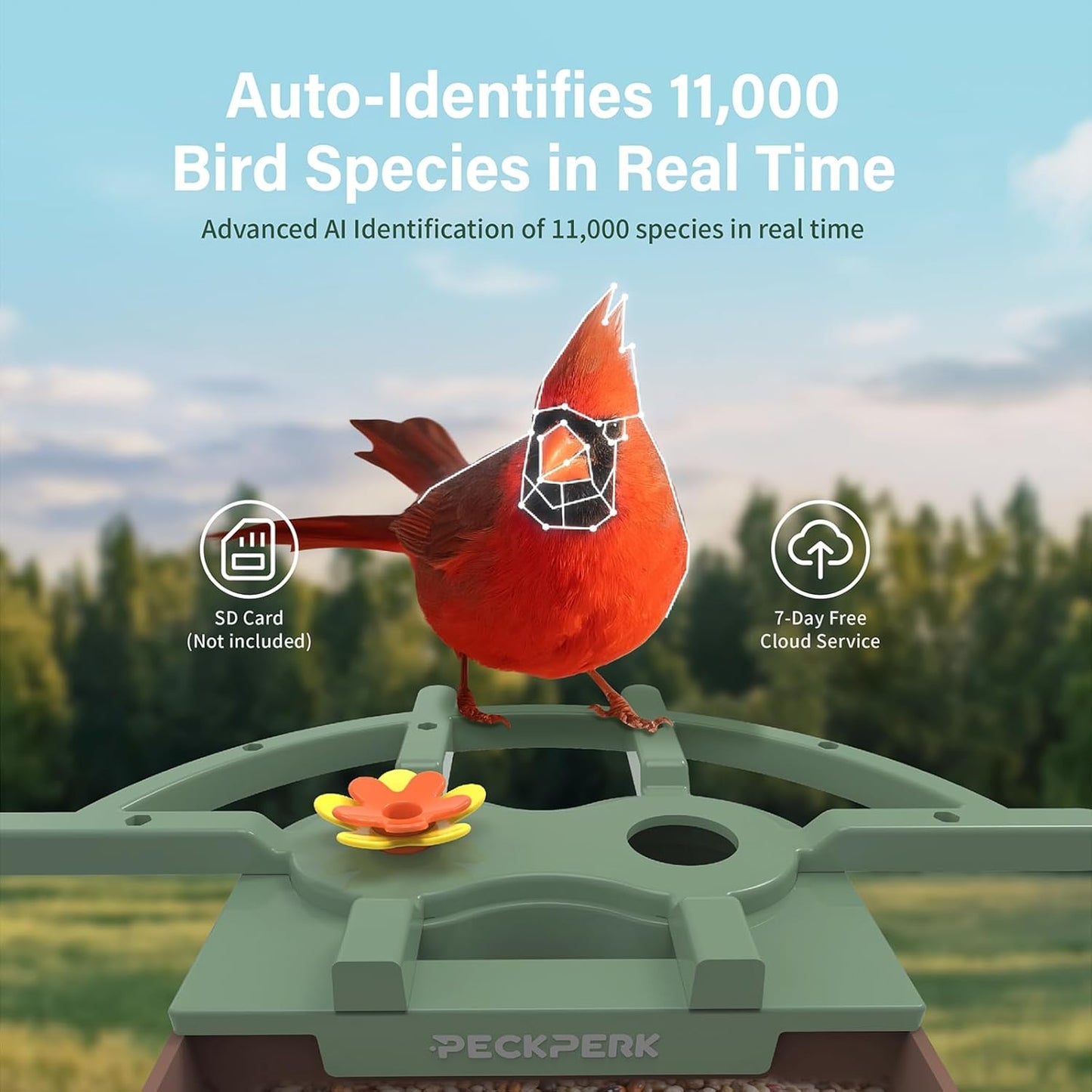 Smart Bird Feeder with Camera Solar Powered Outdoor - 2K HD Live Video