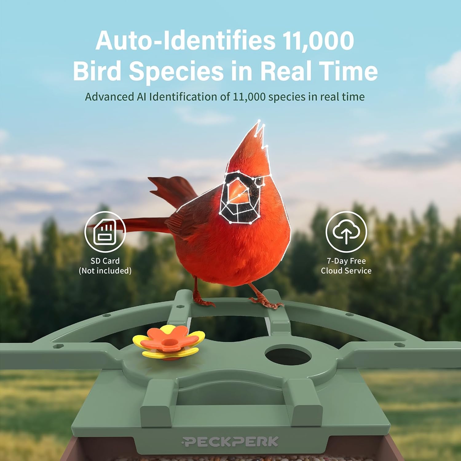 Smart Bird Feeder with Camera Solar Powered Outdoor - 2K HD Live Video