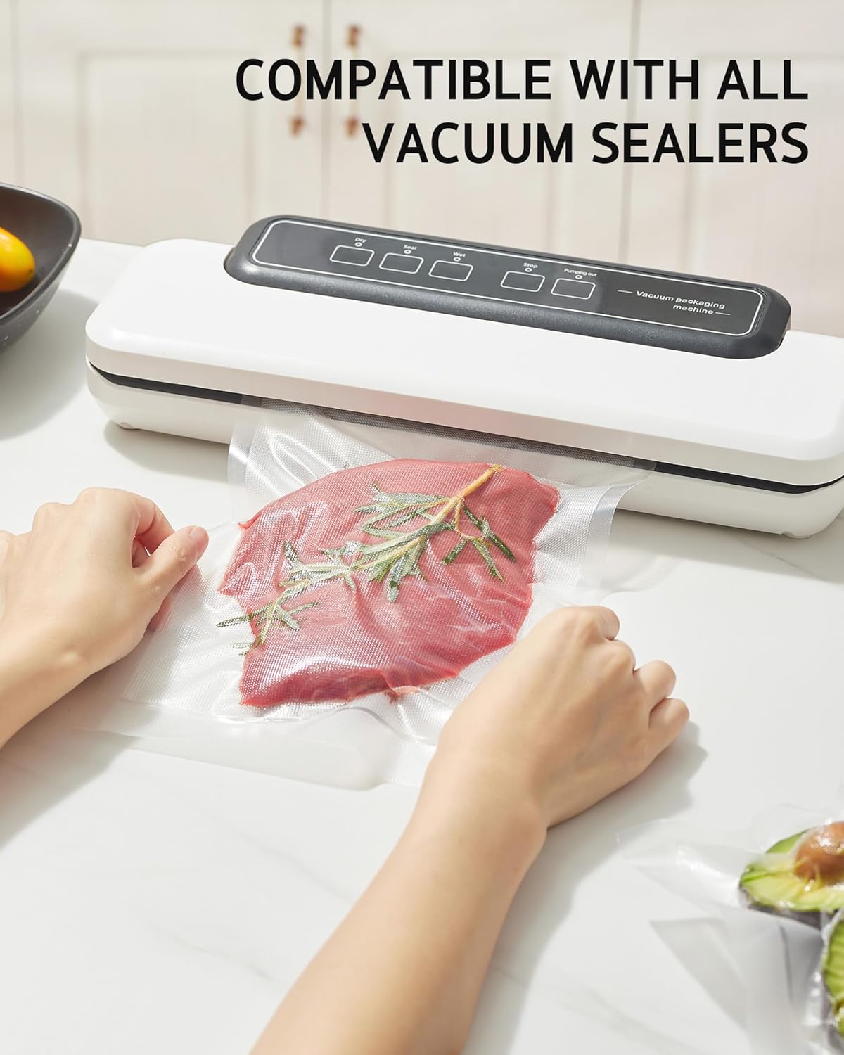 Syntus 11" x 150' Vacuum Sealer Bags for Food with Cutter, Vacuum Sealer Bags Roll Keeper BPA-free Heavy-duty Commercial Grade for Food Storage, Meal Prep and Sous Vide