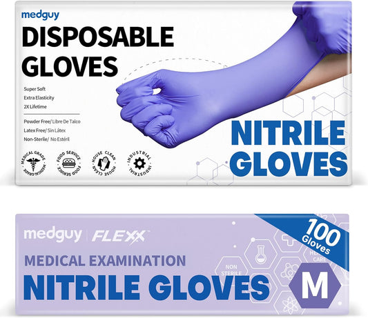 Medical Nitrile Exam Gloves, 4 Mil Powder-Free Latex-Free Disposable Food-Safe Cooking Cleaning, Blue-Violet 100 Pcs