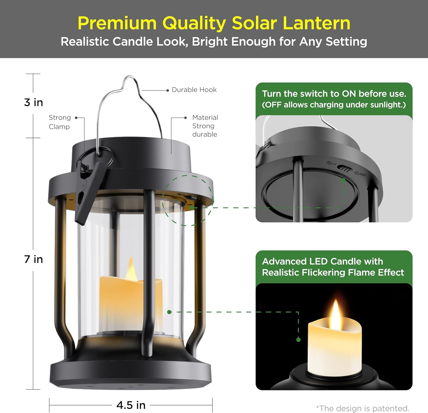Solar Lantern Outdoor Indoor Use – Hanging Solar Lights with Realistic