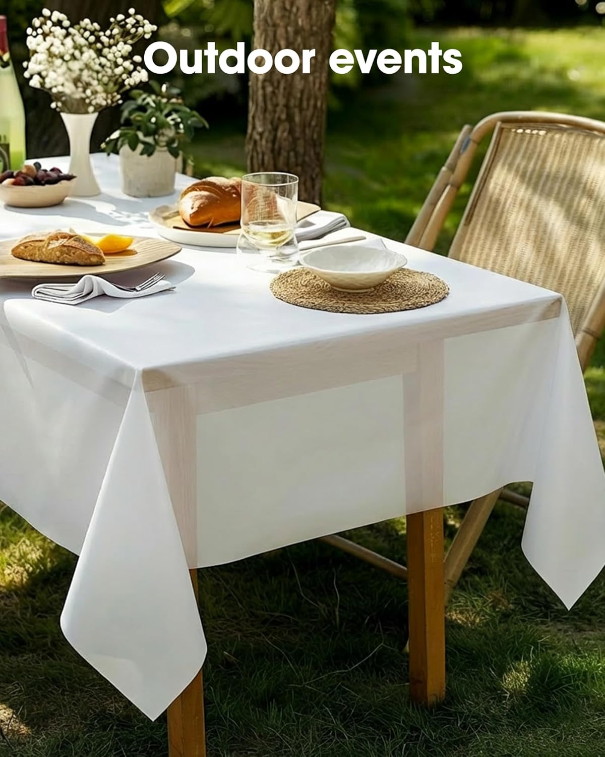 Pureegg Plastic Table Cloth 10 Pack, 54 x 108 Inch Disposable Table Cl