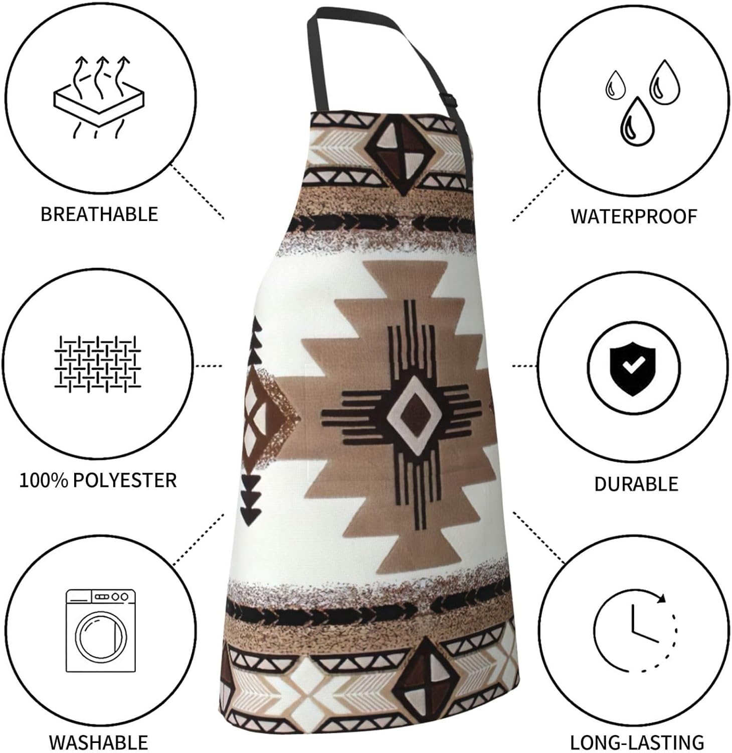 Native American print Waterproof apron with pocket adjustable cooking 