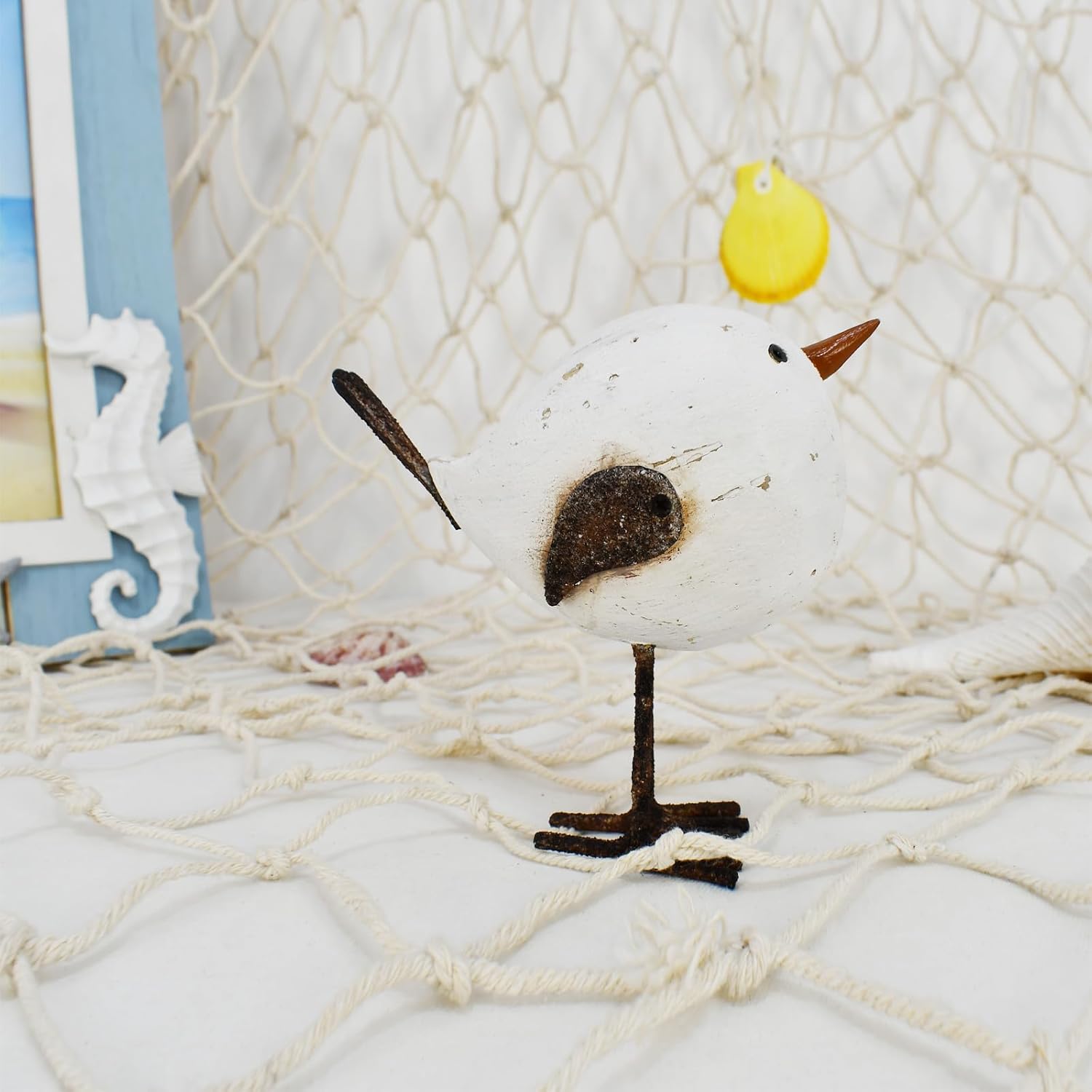 Aecipl Wood Bird Statue Standing Seagull Nautical Decor Coastal Birds 