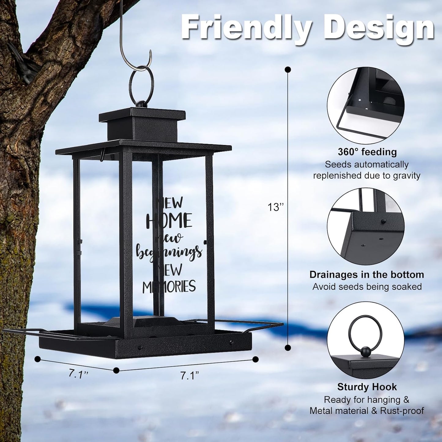 House Warming Gifts New Home Essentials - New Home Beginnings Memories Bird Feeder for Outdoors, Housewarming Gifts Party Decorations 2025, Squirrel Proof