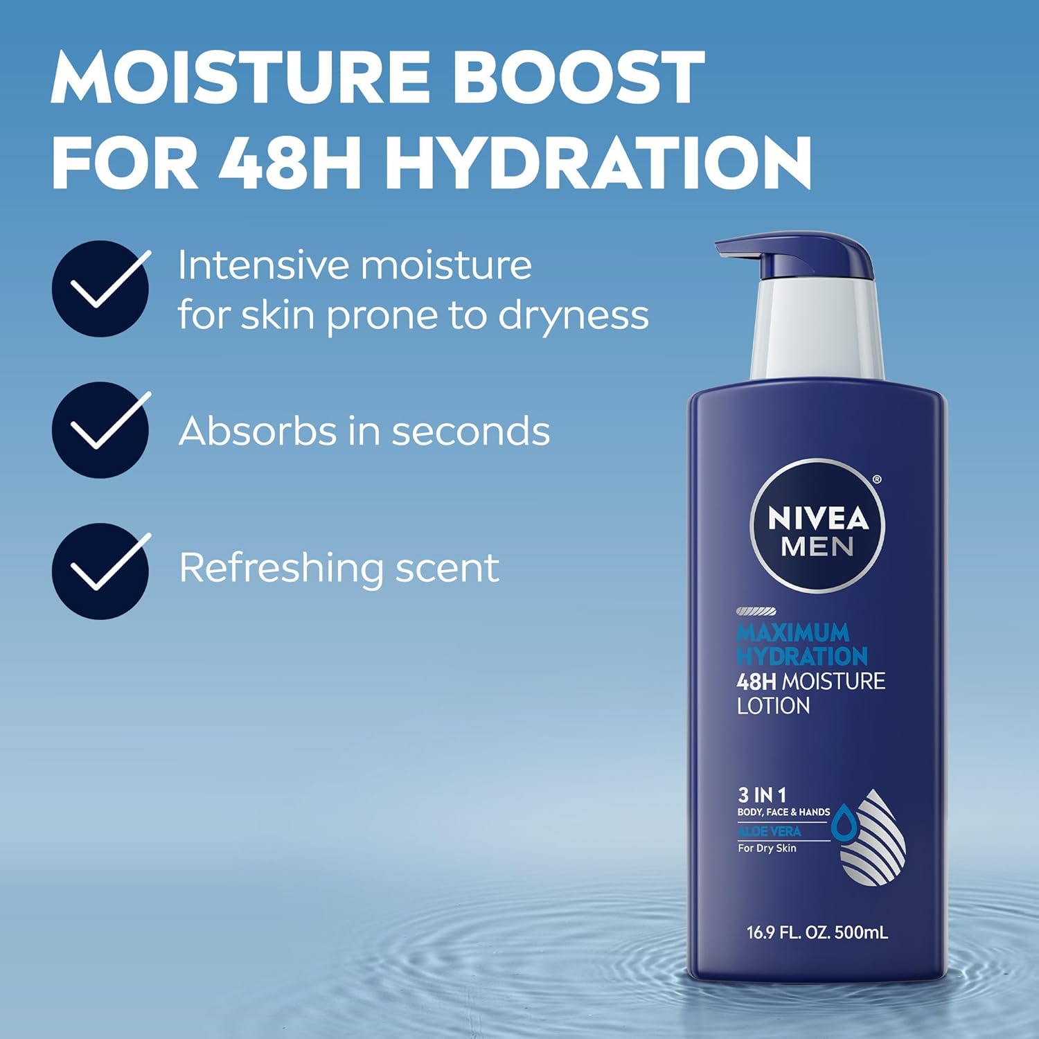 NIVEA MEN Maximum Hydration 48-Hour Moisture Body Lotion for Dry Skin,