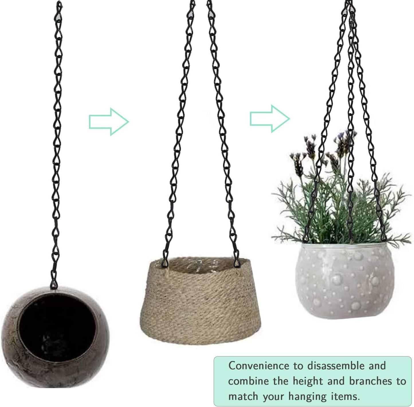KABB Hanging Chain Set, 197 Inch Hanging Basket Chain with 10pcs S Hooks, 10pcs Connector Hooks and 5pcs Eye Hook for DIY Hanging Pendant Chains to Hang Bird Feeders, Planters, Lanterns and Ornaments