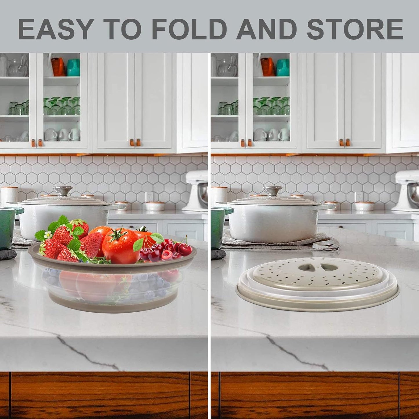 2 in 1, Aidacom Microwave Place Mat & Food Cover- Mat as Bowl Holder, 