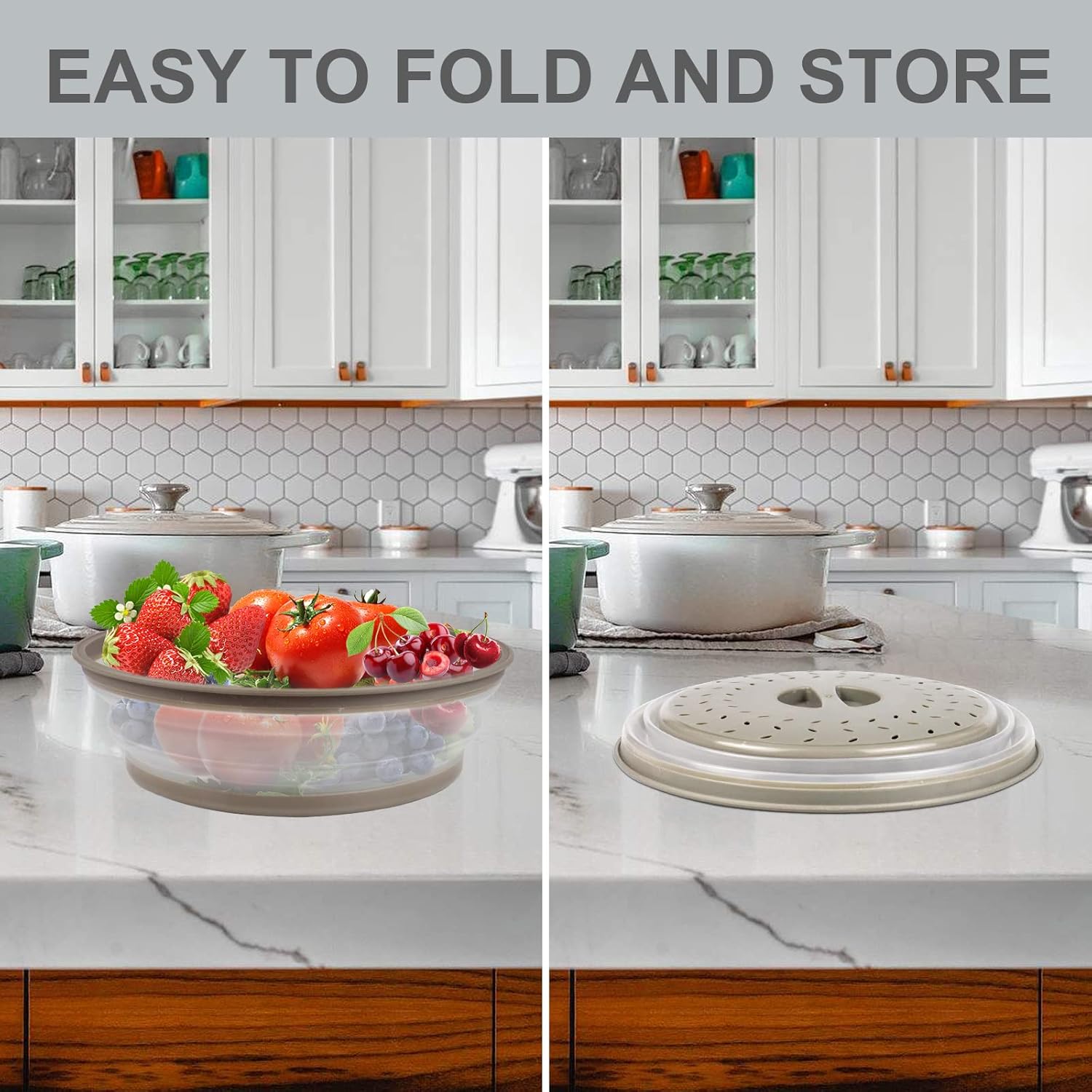 2 in 1, Aidacom Microwave Place Mat & Food Cover- Mat as Bowl Holder, 