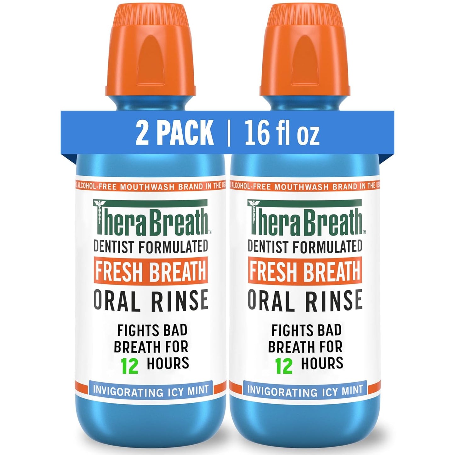 TheraBreath Fresh Breath Mouthwash, Icy Mint Flavor, Alcohol-Free, 16 