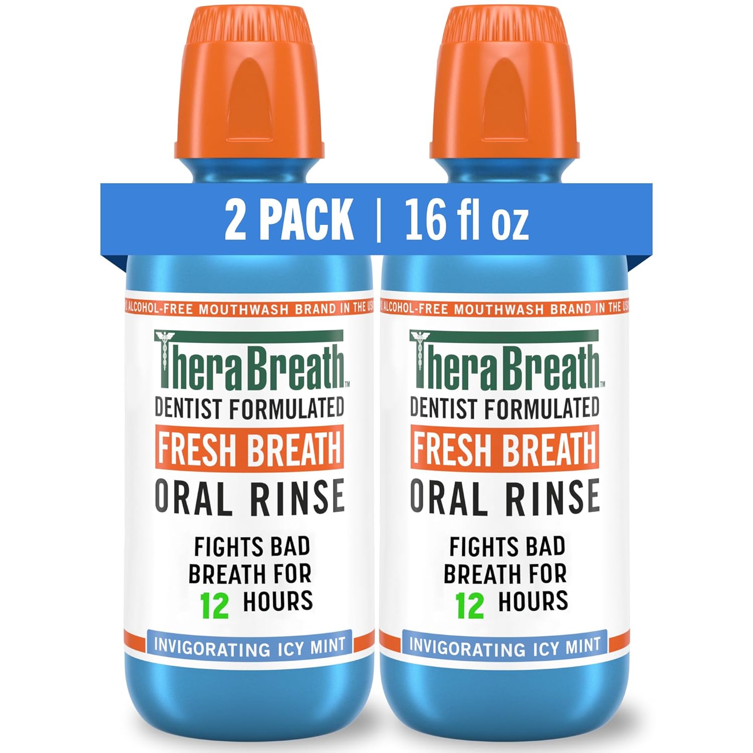 TheraBreath Fresh Breath Mouthwash, Icy Mint Flavor, Alcohol-Free, 16 