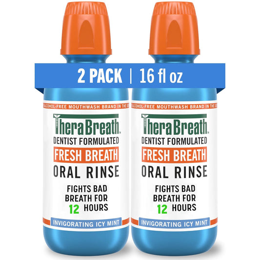 TheraBreath Fresh Breath Mouthwash, Icy Mint Flavor, Alcohol-Free, 16 