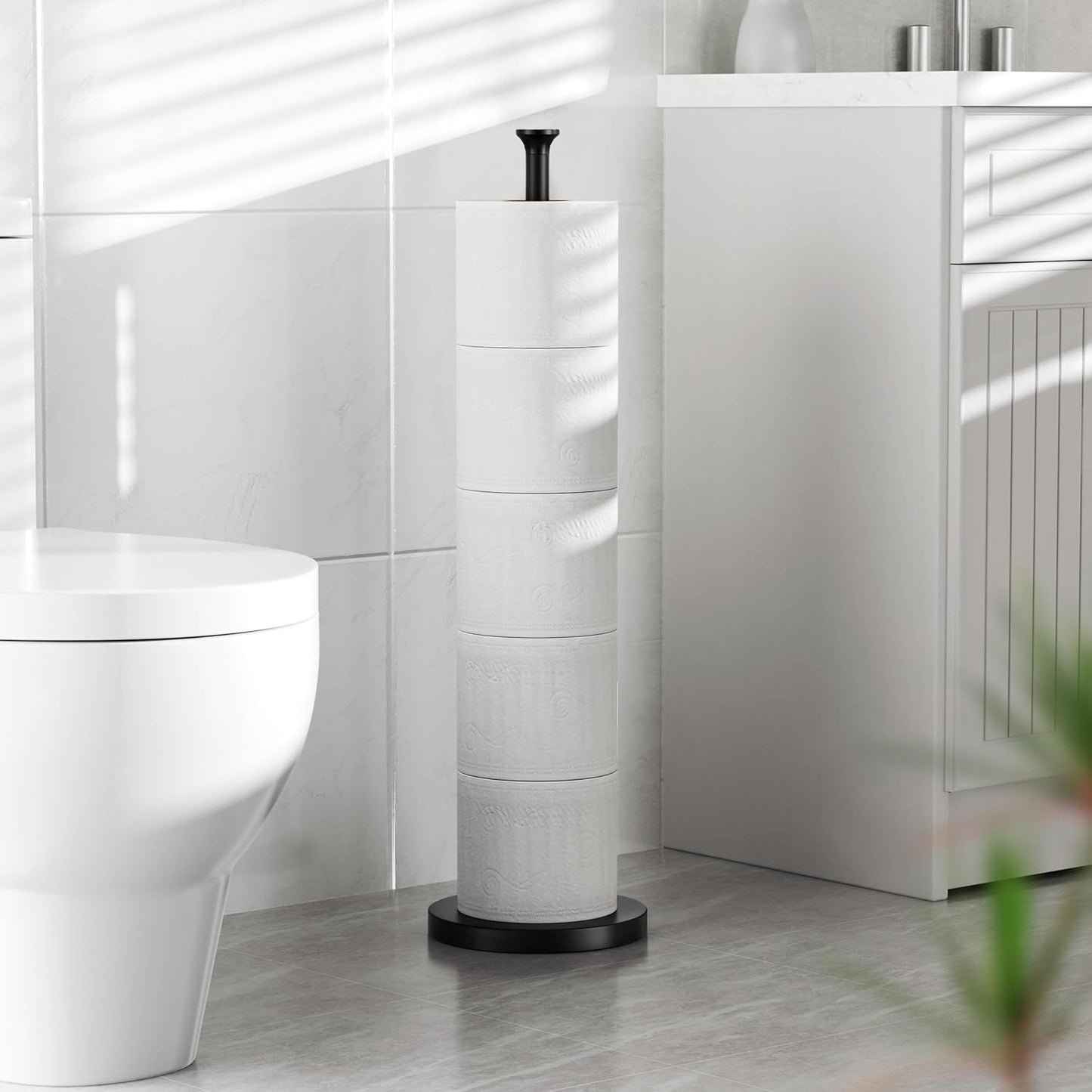 Toilet Paper Holder Stand(with Reserve Function), Free-Standing Spare 