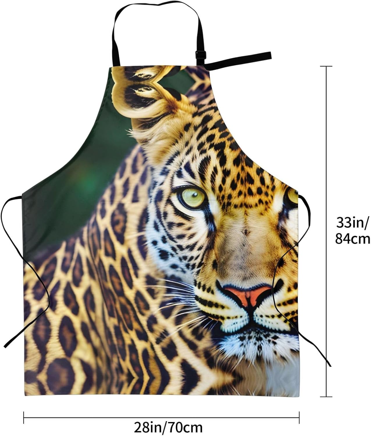 Yellow leopard print print Waterproof chef's apron with pocket apron for kitchen cooking baking barbecue and gardening
