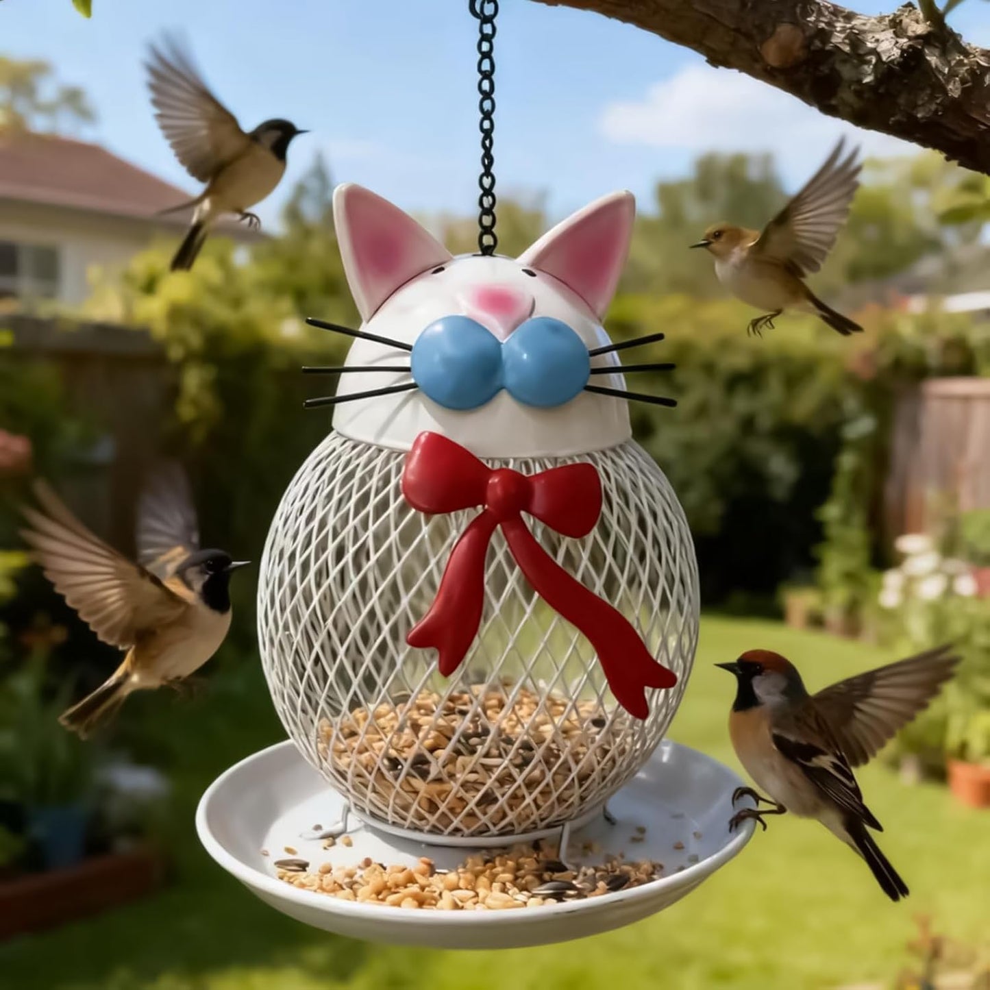 Wild Bird Feeders,Squirrel Proof Cat Shape Feeding Station,Garden Bird Feeder | for Finch Garden Backyard Balcony Porch Patio Yard Outside