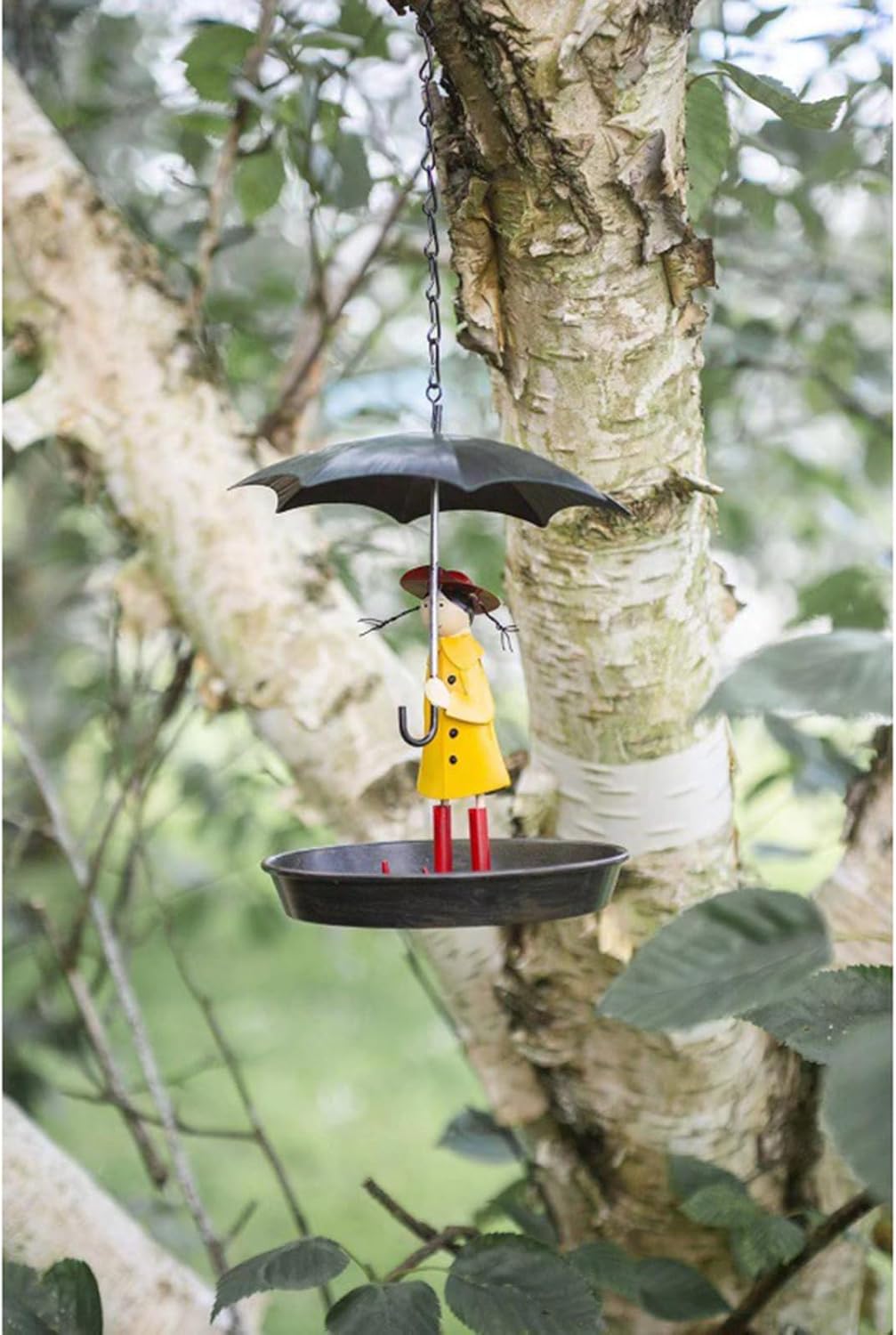 Bird Feeders for Outdoors Hanging, Metal Hanging Chain Girl Hummingbird Feeders Tray Outside for Bird Bath Umbrella for Garden Yard Decoration