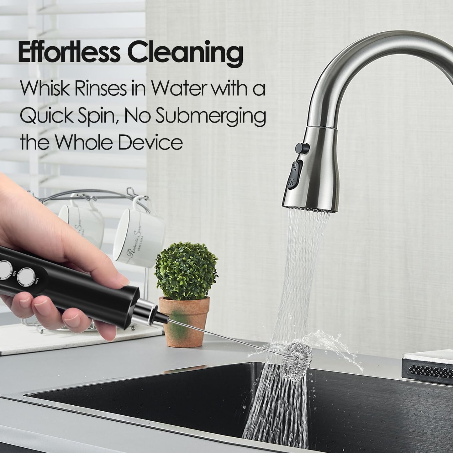 Rechargeable Milk Frother Handheld with 3 Detachable Stainless Steel Whisks, 3 Speed Adjustable Electric Whisk Foam Maker, Handheld Drink Mixer, Frother Wand for Coffee, with Storage and Charging Base