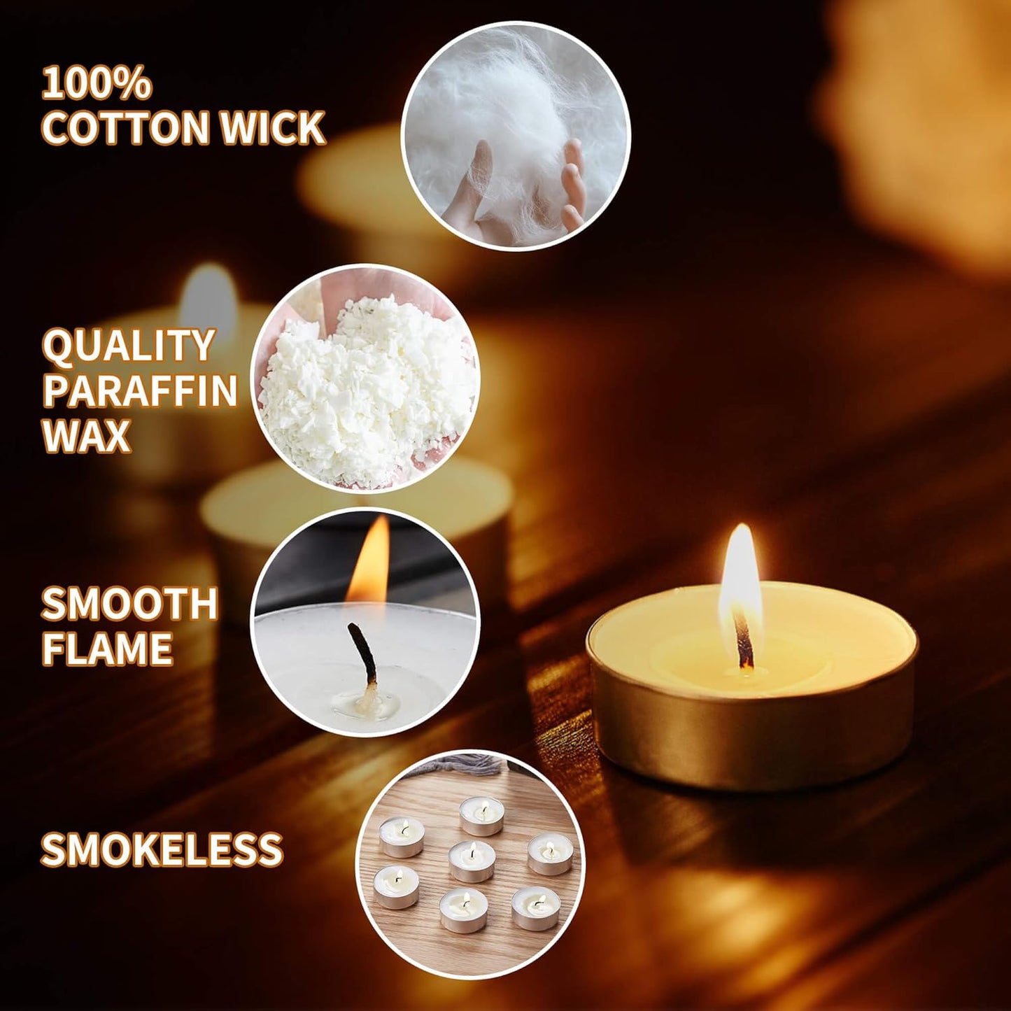 UNBREAKABLE - Tea Light Candles 30 Pack – Unscented Long Lasting 2.5 Hour Burn – White Smokeless Tealights for Decoration, Holiday, Party, Wedding, Home Use