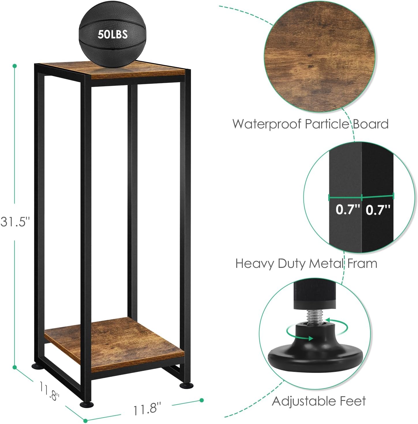 Plant Stand Indoor, 31.5'' Tall Wood Plant Stands Heavy Duty Pedestal 