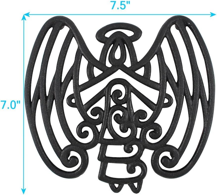 Cara's Casa Angel Trivet - Cast Iron - for Kitchen and Dining Table - Wall Art or Decoration Accessory - Housewarming, Black