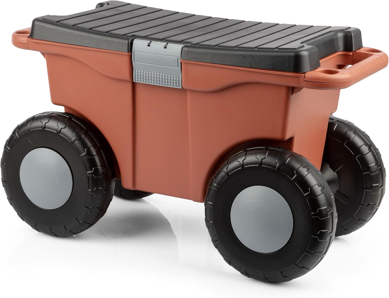 Pure Garden Rolling Garden Cart with Seat - Plastic Storage with Bench