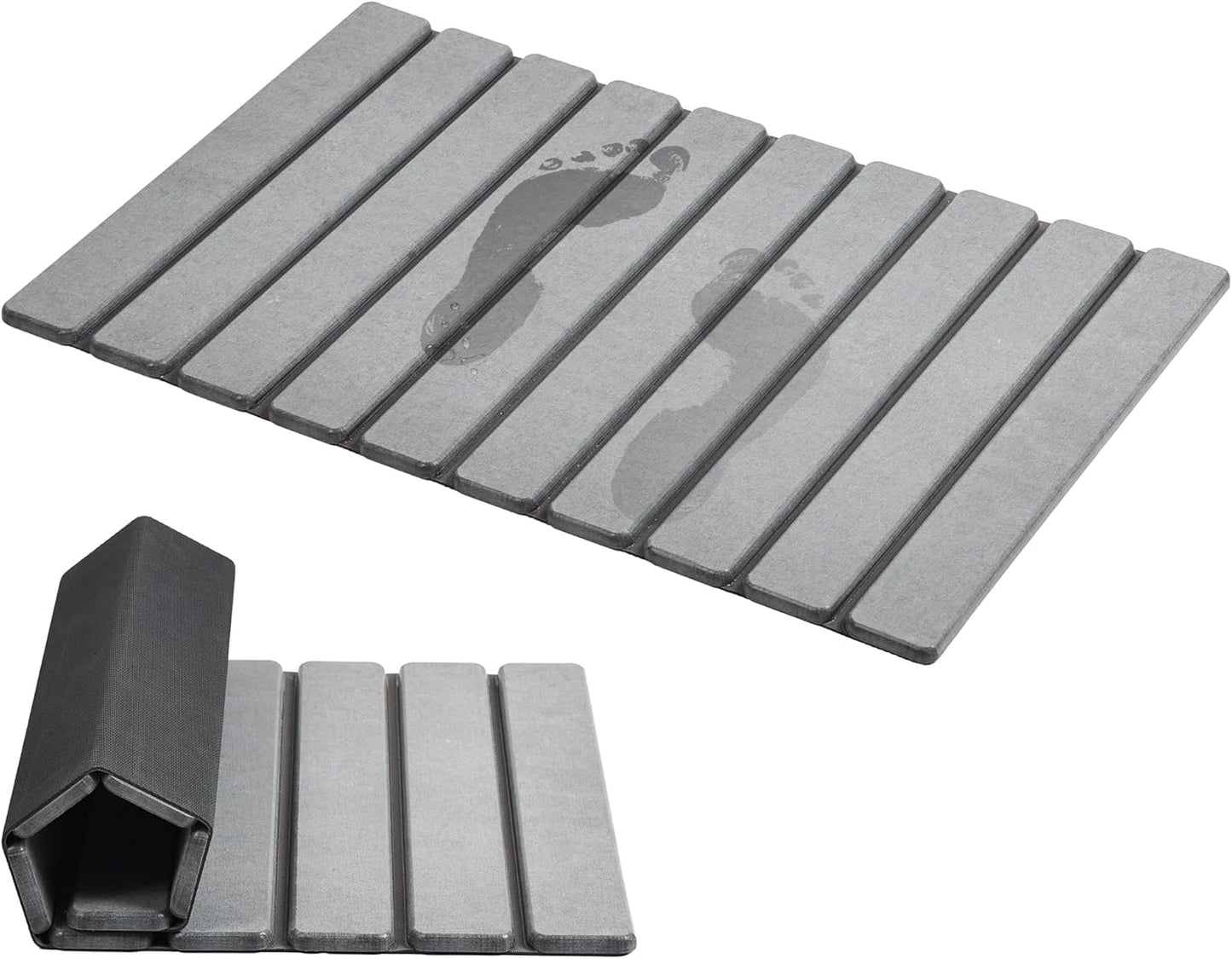 AWW Foldable Stone Bath Mat, Super Absorbent Diatomaceous Earth Mats, 
