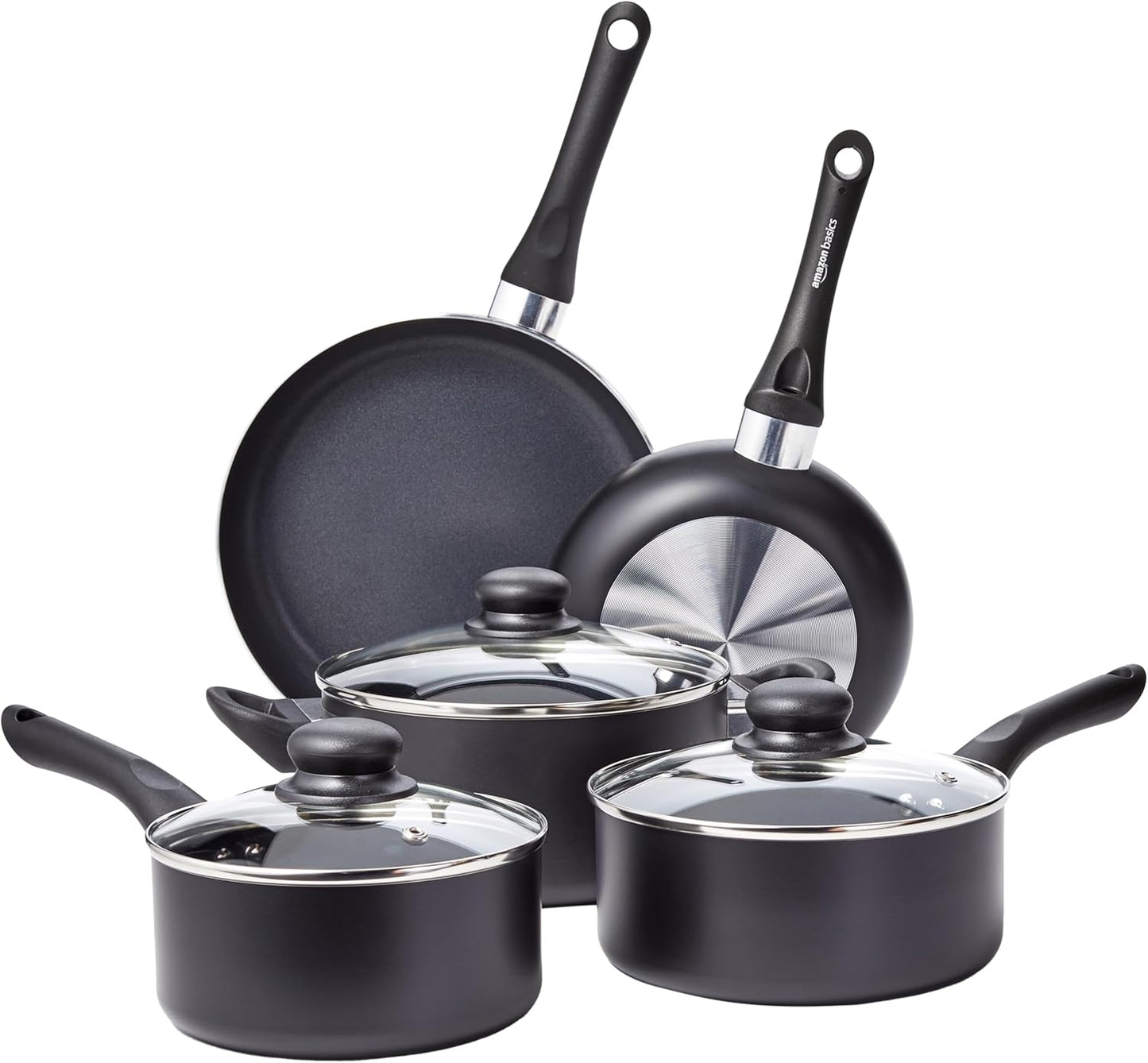 Amazon Basics Non-Stick Kitchen Cookware 8-Piece Set, Non-Induction, I