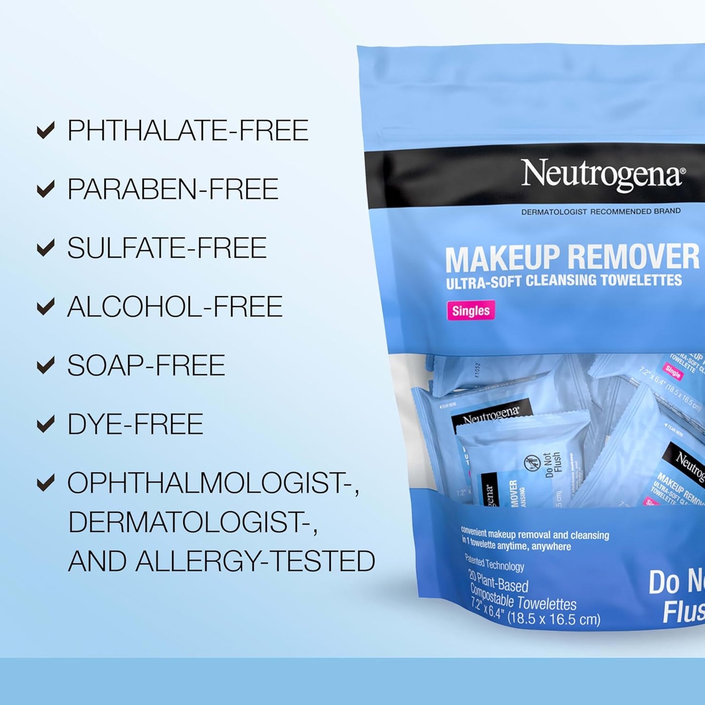 Neutrogena Makeup Remover Wipes, Daily Single Face Cleansing Towelette