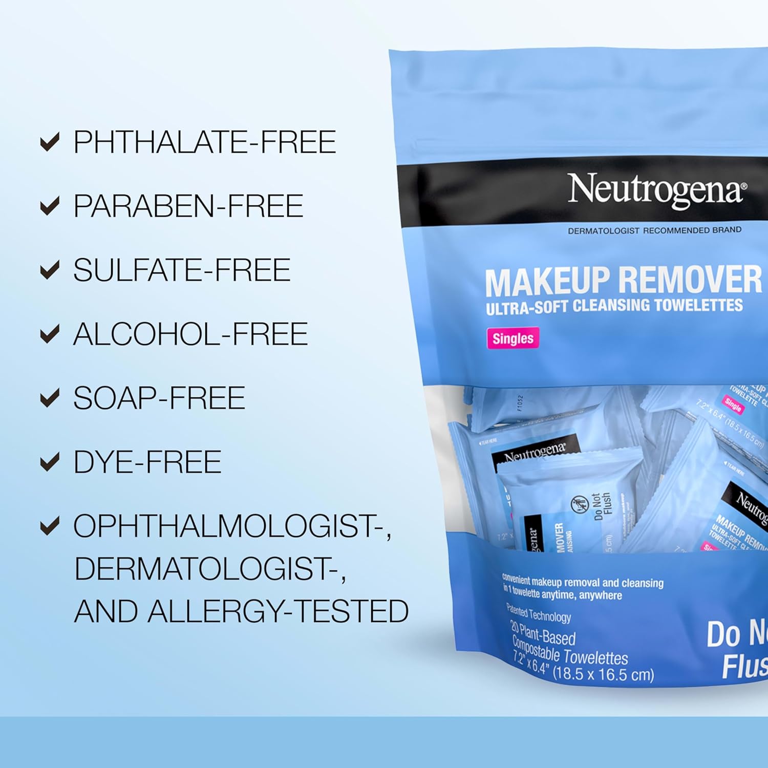 Neutrogena Makeup Remover Wipes, Daily Single Face Cleansing Towelette