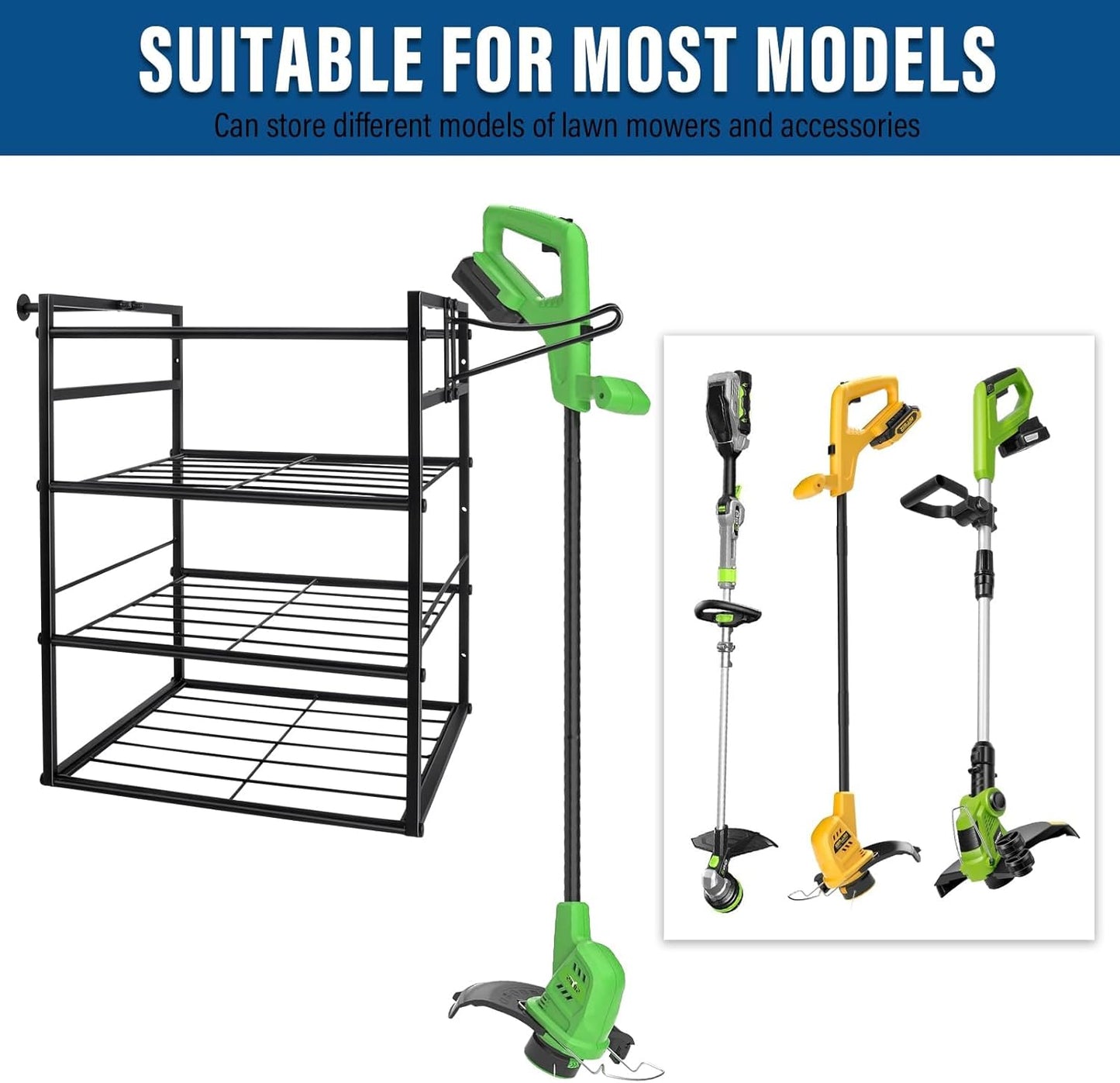 Power Tool Organizer Wall Mount - Lawn Weed Eater Rack Hanger Power Tool Heavy Duty Holder for Ego Leaf Blower and Weed Eater, 2-in-1, Only Shelf