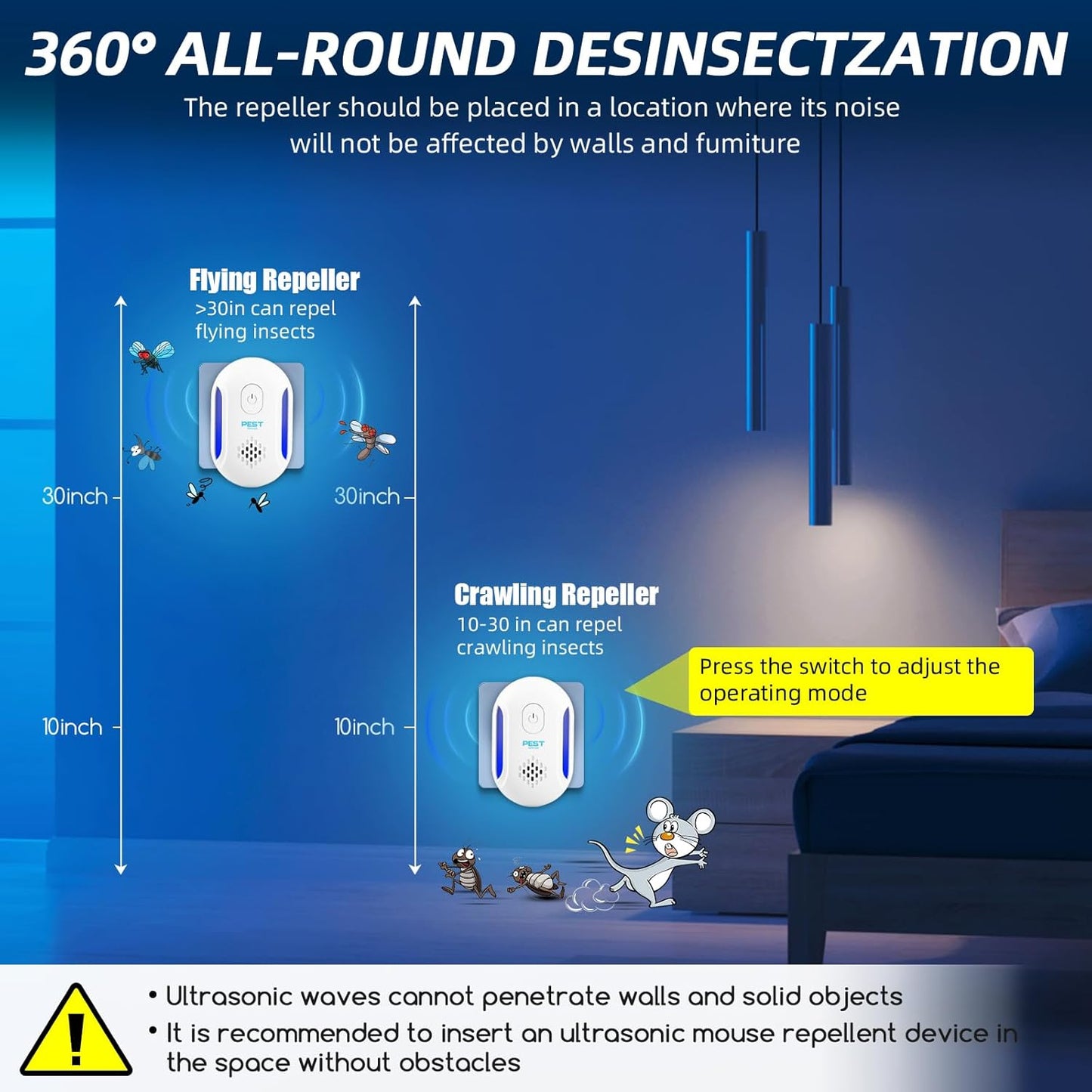2026 Electronic Ultrasonic Pest Control Repeller Plug in for Roach Rod