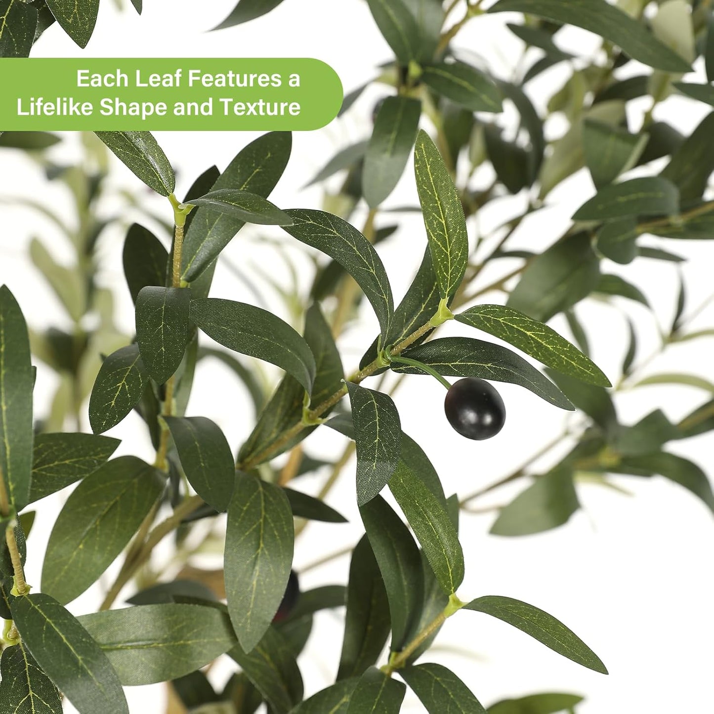 Olive Trees Artificial Indoor 6FT with Planter - Tall Potted Faux Olive Tree, Artificial Plant with Natural Looking Trunk and Lifelike Fruits for Home Office Decor, Weighted Base