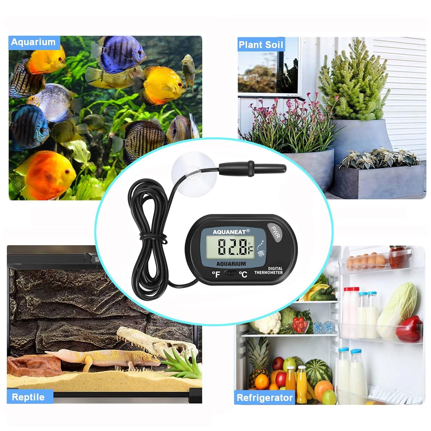 AQUANEAT 2 Pack Aquarium Thermometer, Fish Tank Thermometer, Digital T