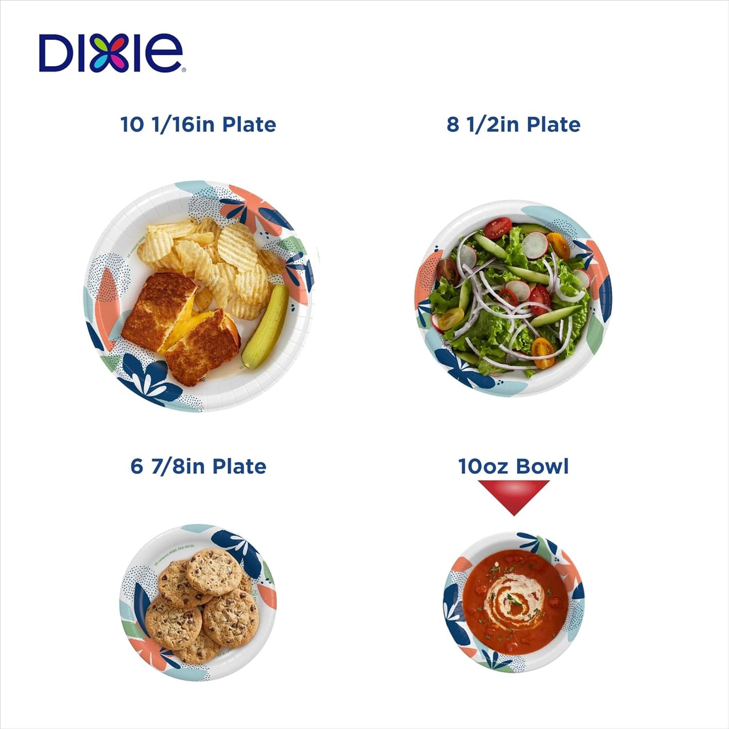Dixie Small Paper Bowls, 10 Oz, 72 Count, Microwave-Safe, Soak-Proof, Disposable Bowls Great For Snacks, Dessert, And Light Lunch Meals