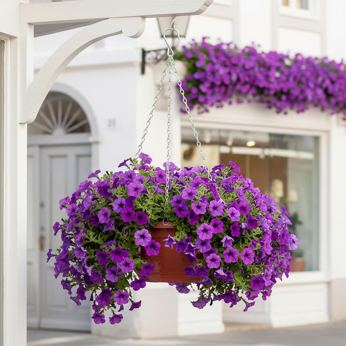 3Pcs 16 Inch Hanging Basket Chain with Hooks, Sliver Metal Flower Plan