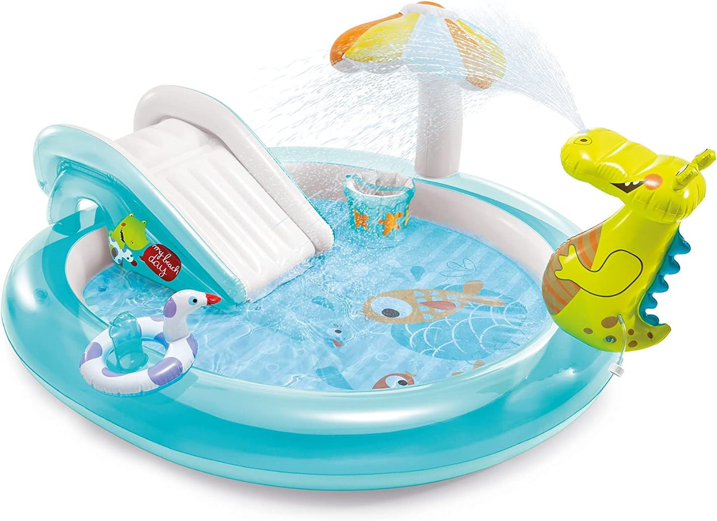 Intex Gator 6.6' x 5.6' x 4" Outdoor Inflatable Kiddie Pool Water Play