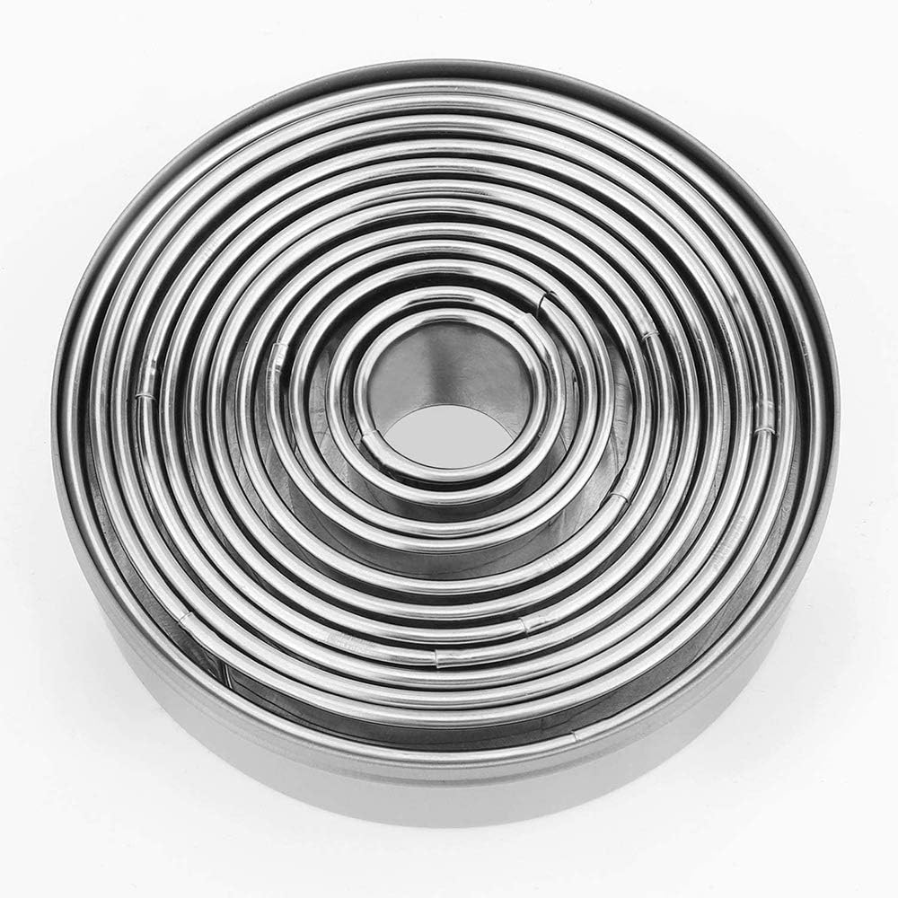 12 Pieces Round Cookie Biscuit Cutter Set,Graduated Circle Pastry Cutt