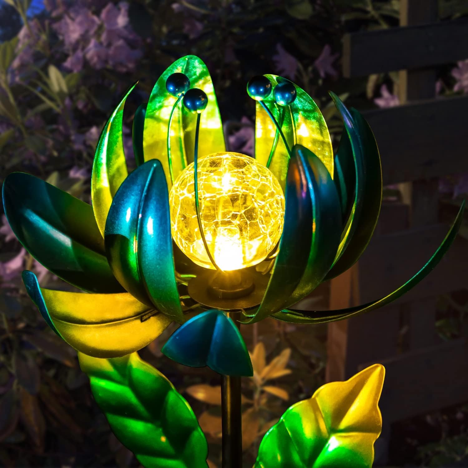 Solar Garden Lights Metal Flower Decor, Colorful Spinning Windmill Lot