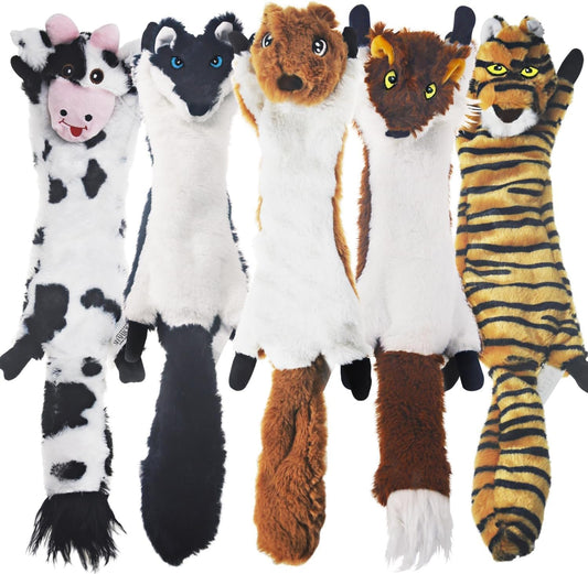 SHARLOVY Dog Squeaky Toys 5 Pack, Pet Crinkle Toy No Stuffing Animals 