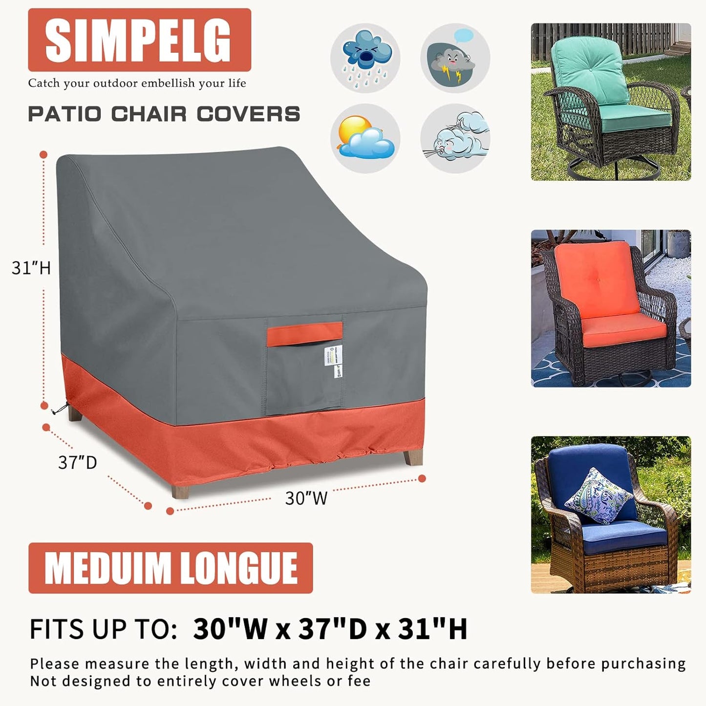 Outdoor Chair Covers Waterproof 600D Heavy Duty - All Weather Patio Fu